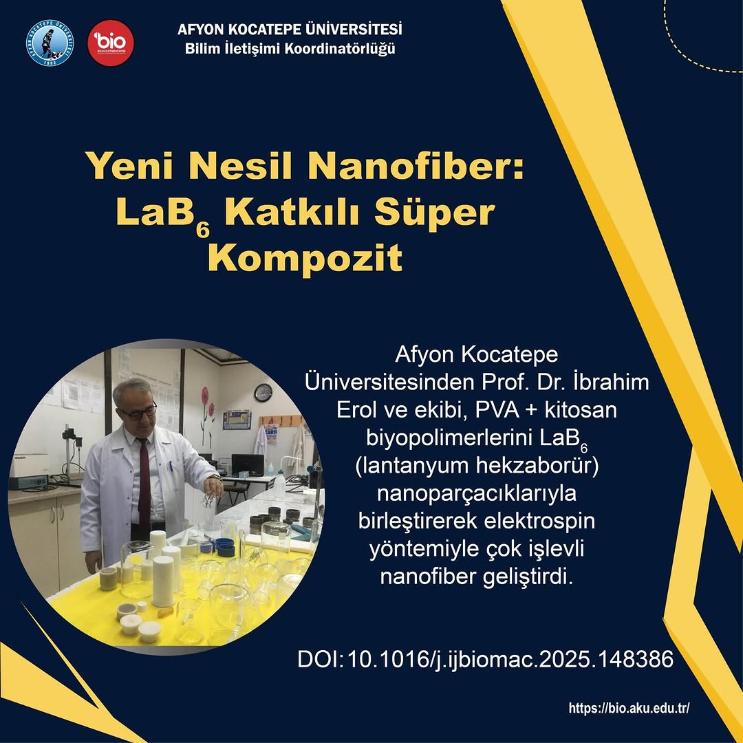 AKÜ'deLantanyum Hekzaborür Katkılı Çok İşlevli Nanofiber Geliştirdi