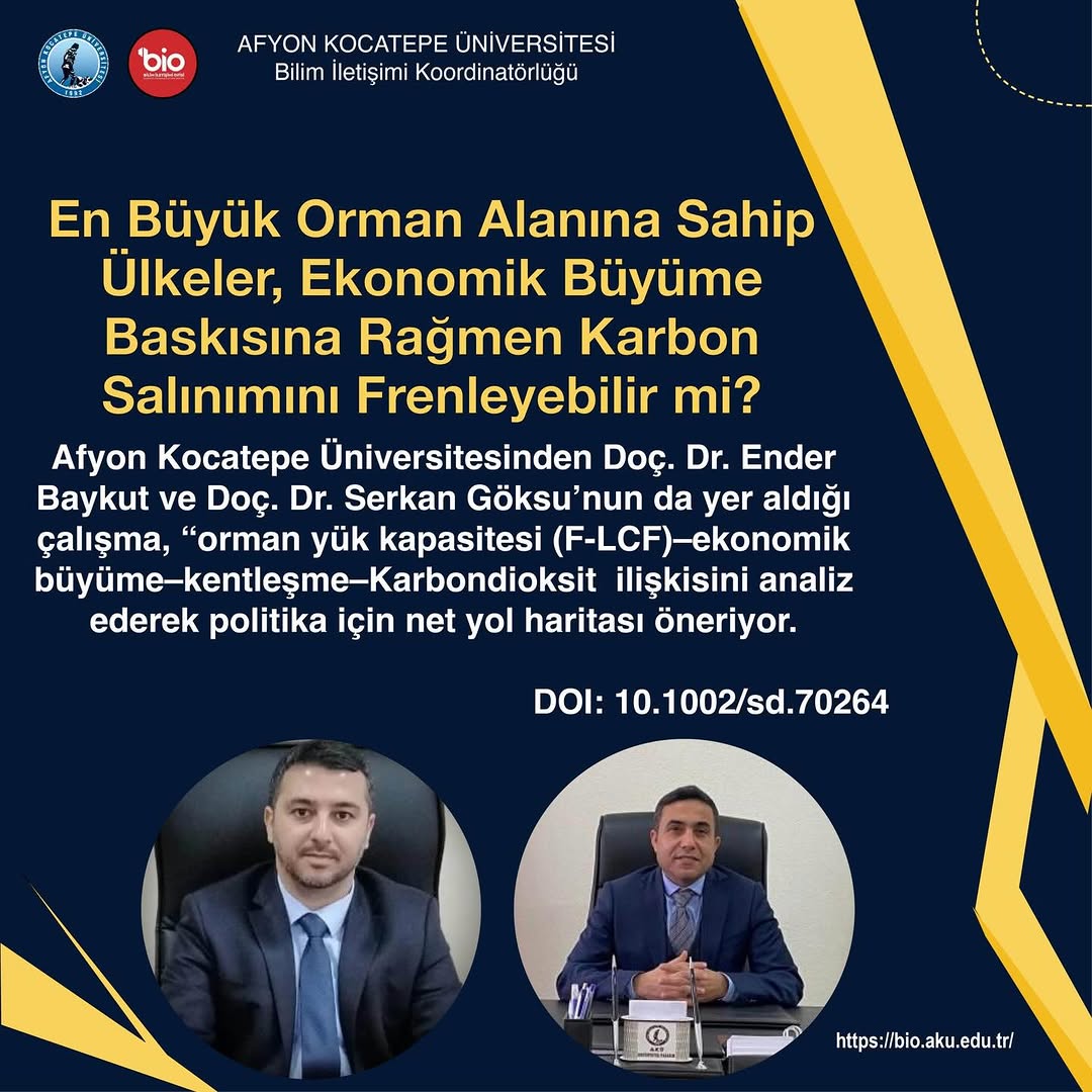 Orman Yük Kapasitesi ve Ekonomik Büyüme: Afyon Kocatepe Üniversitesi'nden Karbon Salınımı Çalışması