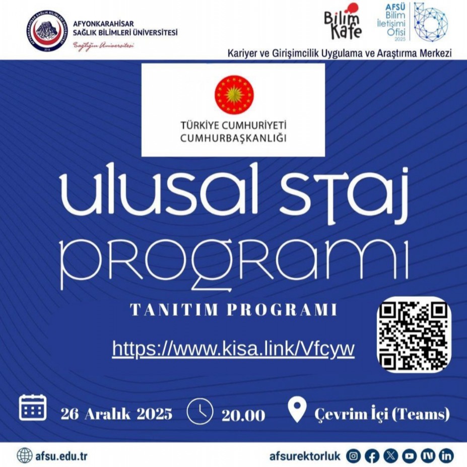 AFSÜ'de Ulusal Staj Programı Çevrim İçi Etkinliği Düzenlenecek