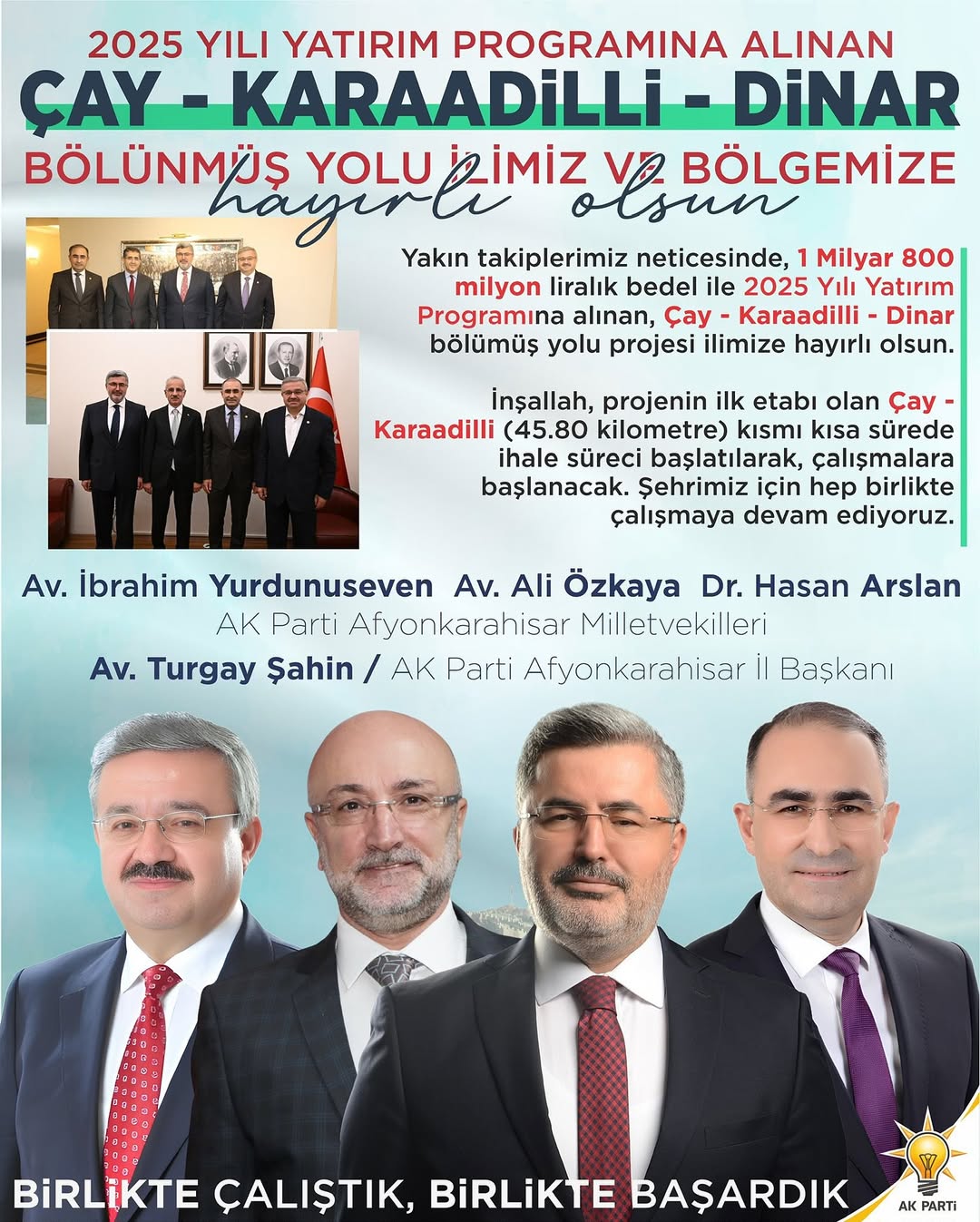 Afyonkarahisar’da Çay-Karaadilli-Dinar Yolu İçin Dev Adım: 1.8 Milyar Liralık Proje Başlıyor