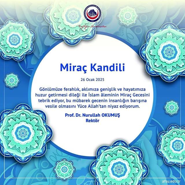 Rektör'den Miraç Kandili Mesajı