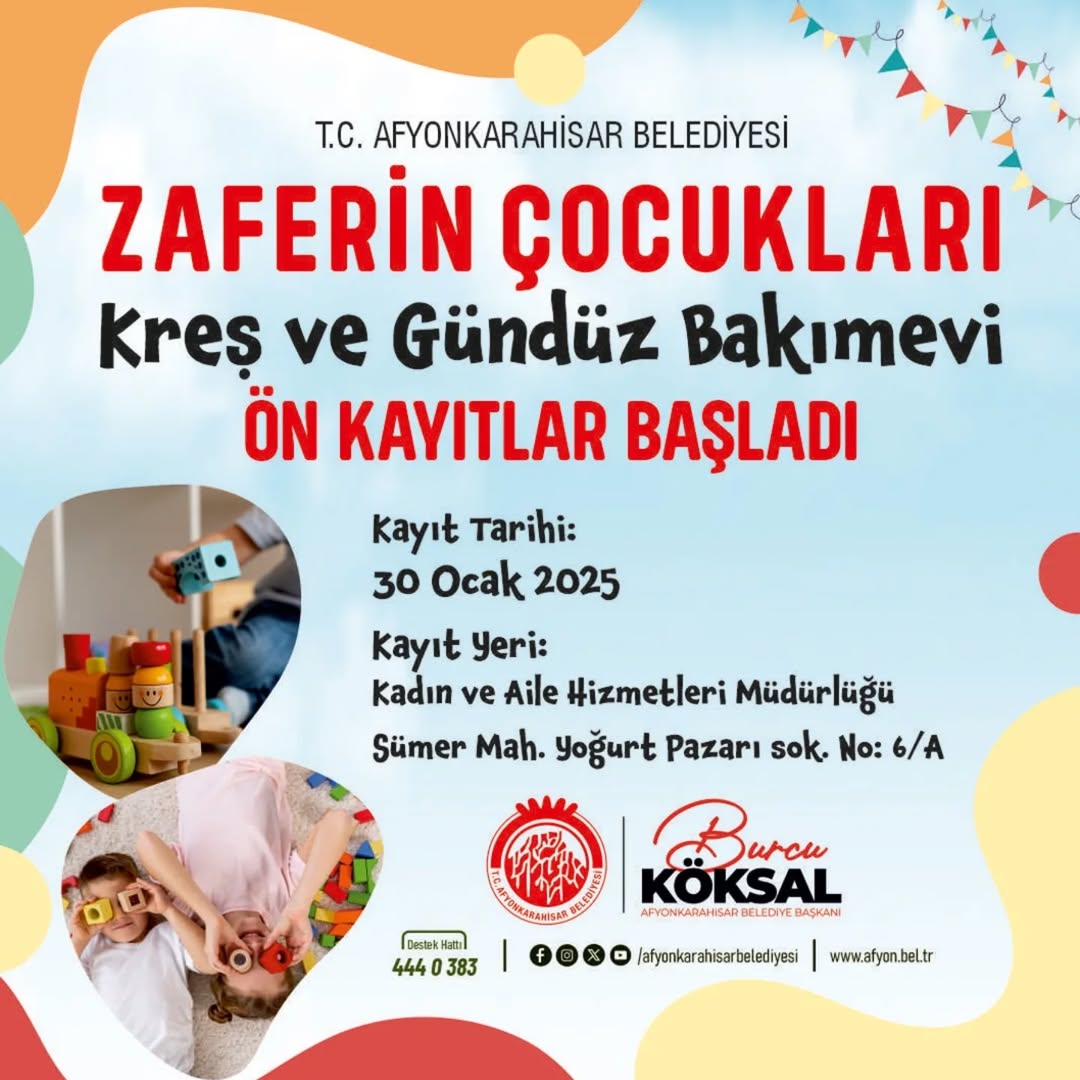 Zaferin Çocukları Kreş ve Gündüz Bakımevi Kayıtları Başladı