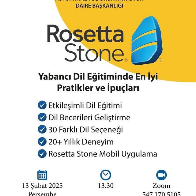 Afyon Kocatepe Üniversitesi'nde Rosetta Stone Webinarı Düzenlendi