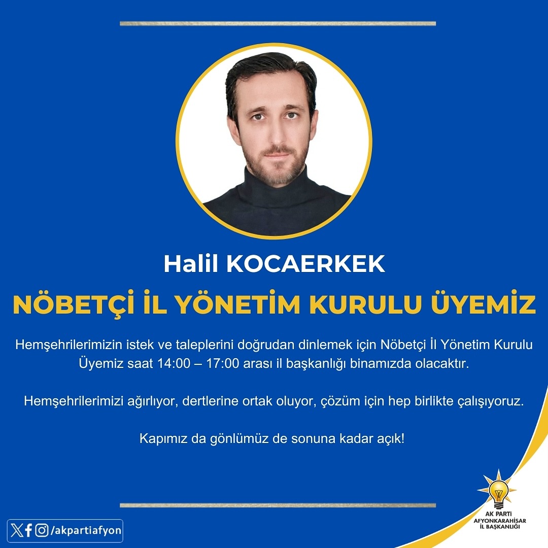 Afyon'da Nöbetçi İl Yönetim Kurulu Üyesi Hemşehrilerle Buluşuyor