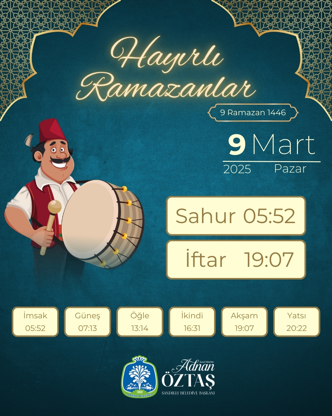 Sandıklı Belediyesi'nden Ramazan Ayı İmsakiye Saatleri
