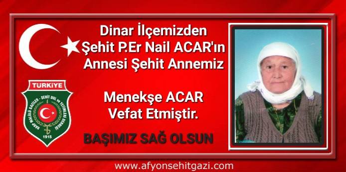 Afyon Şehit ve Gaziler Derneği'nden Üzücü Haber: Şehit Annesi Vefat Etti