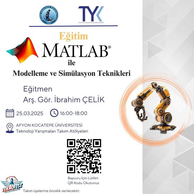 Afyon Kocatepe Üniversitesi'nde Matlab Eğitim Semineri Düzenlenecek