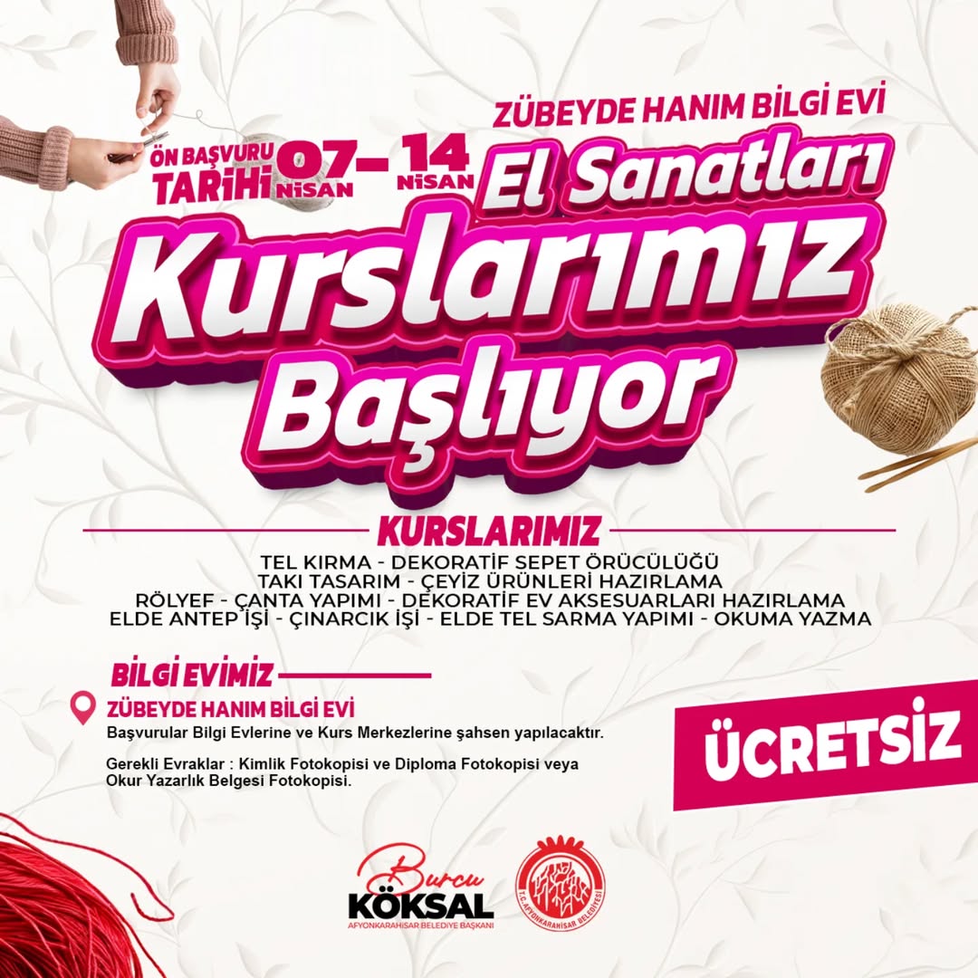 Üreten Kadınlar İçin Yeni Fırsat: El Sanatları Kursları Başlıyor
