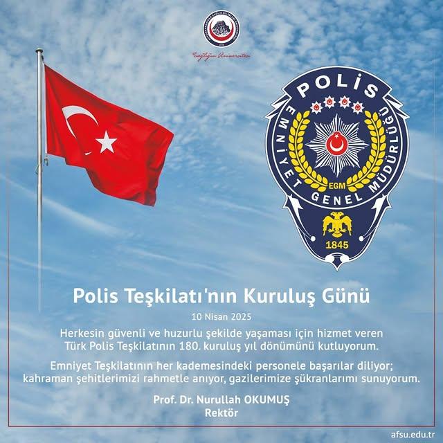Afyonkarahisar Sağlık Bilimleri Üniversitesi'nden Polis Haftası Mesajı