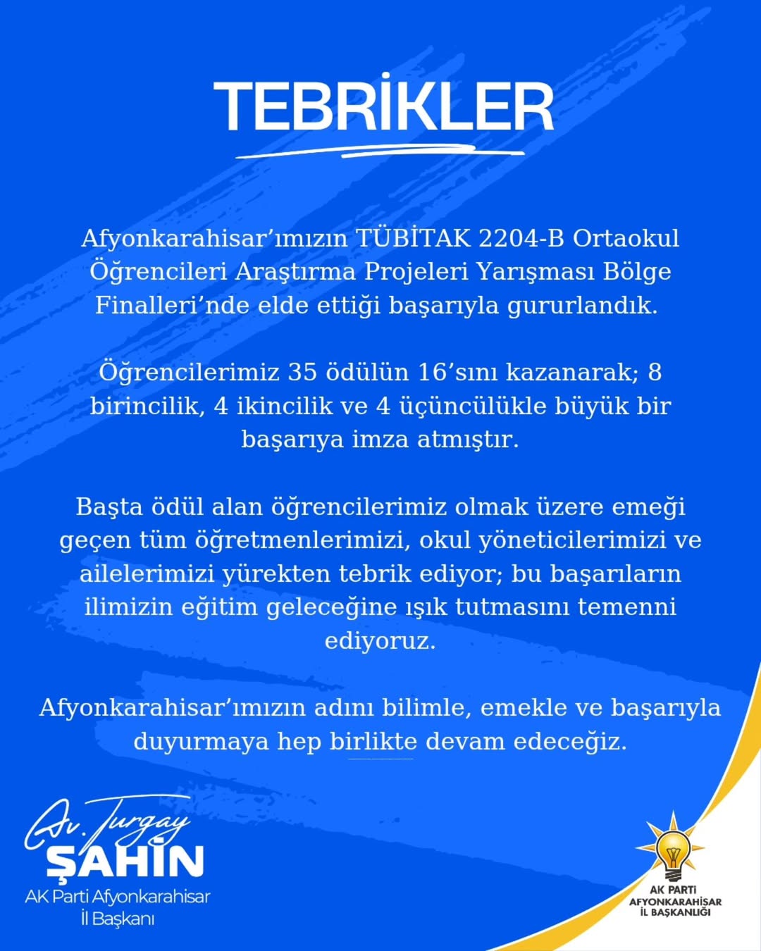 Afyonkarahisar Ortaokul Öğrencileri TÜBİTAK Yarışması'nda Büyük Başarı Elde Etti