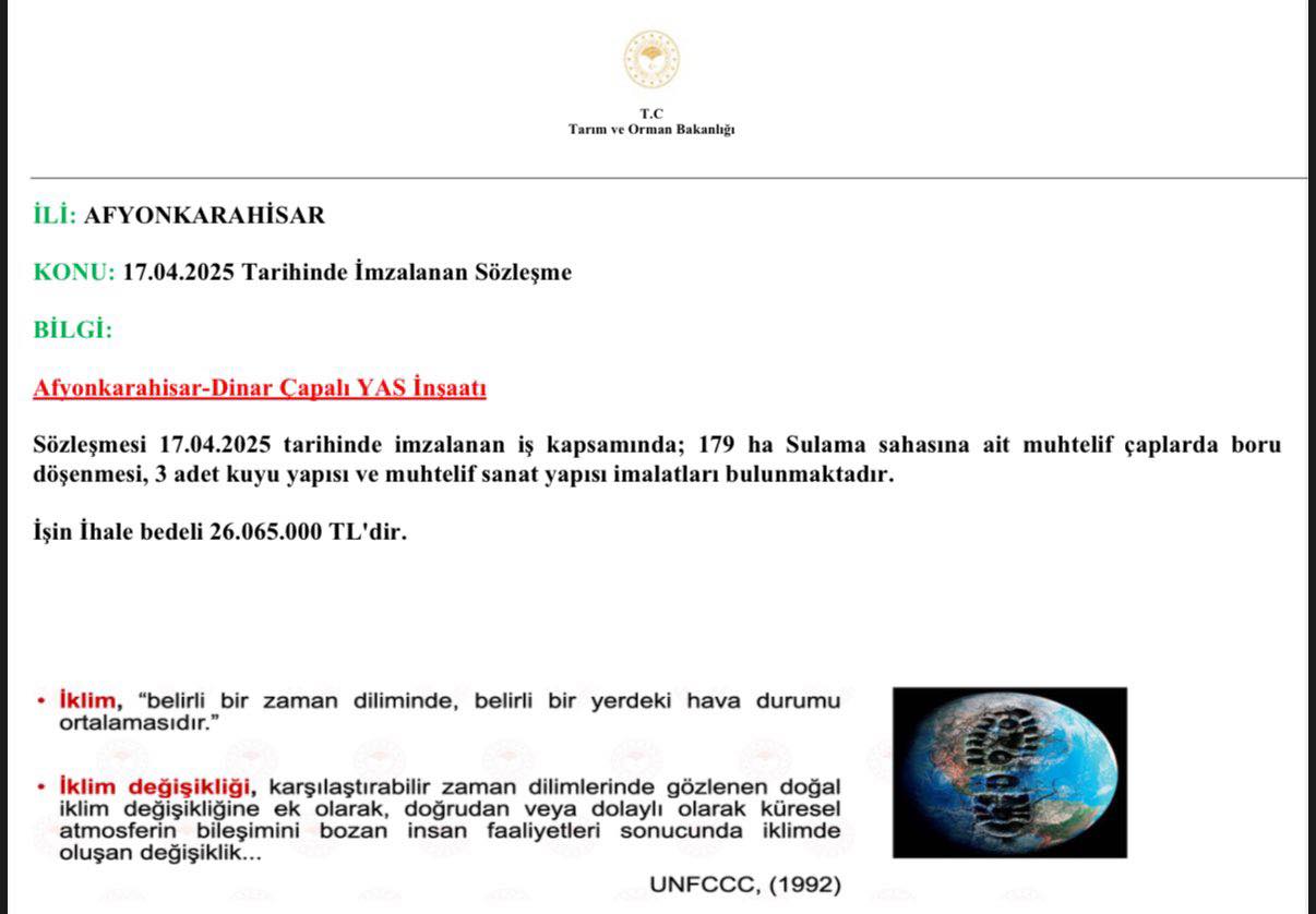 Dinar'da Çapalı Yeraltı Sulama Sistemine Hayırlı Olsun