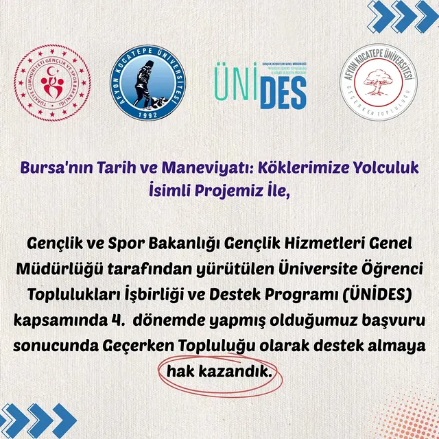Afyon Kocatepe Üniversitesi Öğrenci Topluluğu, ÜNİDES Projesiyle Destek Almaya Hak Kazandı