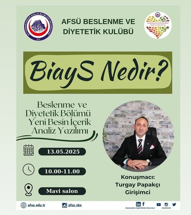 Afyonkarahisar Sağlık Bilimleri Üniversitesi, Besin İçerik Analizi İçin Yeni Yazılım Sistemi BiayS'i Hızır Küçüktabak'ın Anısına Sunuyor