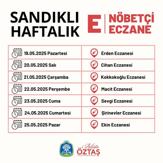 Sandıklı'da Nöbetçi Eczaneler Belirlendi