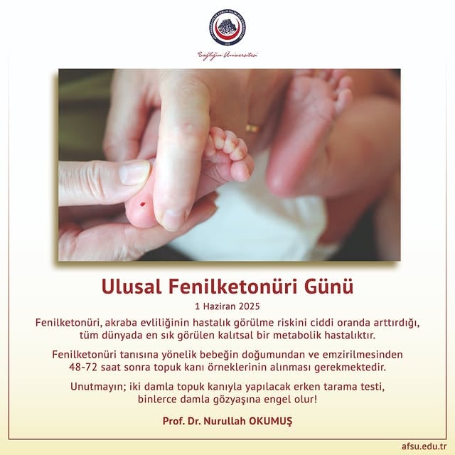 Afyonkarahisar Sağlık Bilimleri Üniversitesi'nden Ulusal Fenilketonüri Günü Mesajı