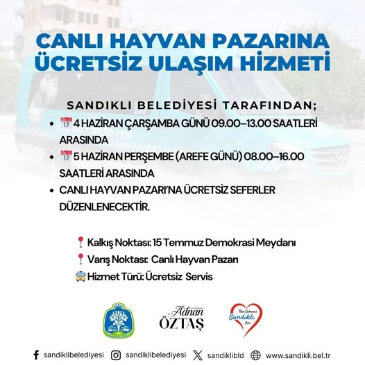 Sandıklı Belediyesi Kurbanlık Alışverişi İçin Ücretsiz Servis Seferleri Başlattı