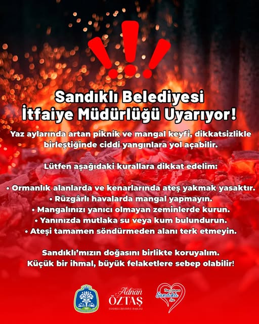 Sandıklı Belediyesi Yangın Uyarısı Yaptı: Doğayı Koruyun, İhmale Yer Vermeyin