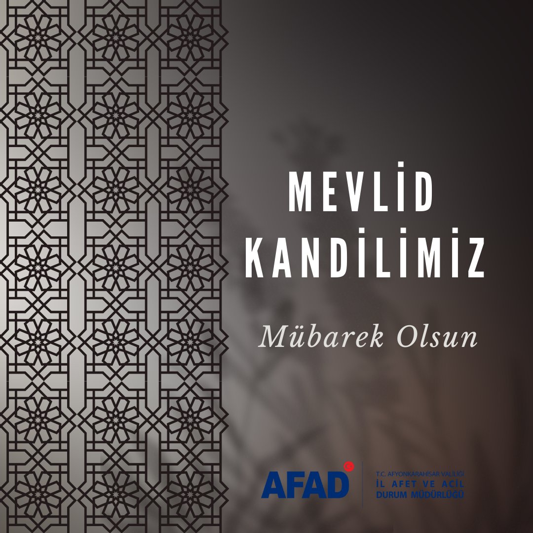 Afyonkarahisar AFAD'dan Mevlid Kandili Mesajı