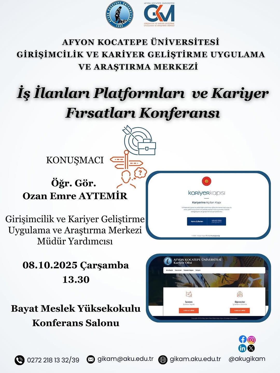 Afyon Kocatepe Üniversitesi'nde İş İlanları ve Kariyer Fırsatları Konferansı Düzenlendi