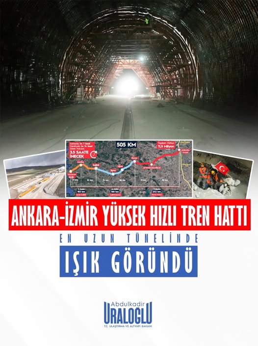 Ankara-İzmir YHT Hattı'nda Köroğlu Tüneli Kazı Çalışmaları Tamamlandı
