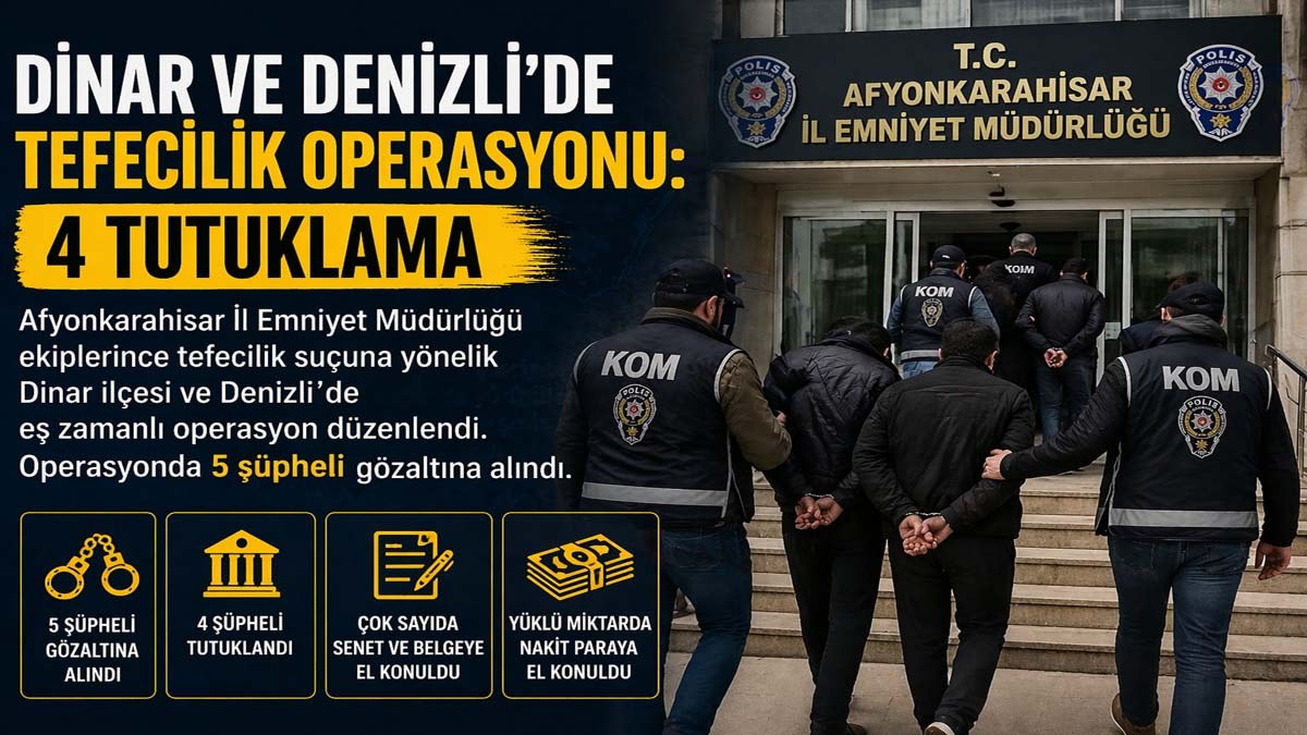 Dinar ve Denizli’de Tefecilik Operasyonu: 4 Tutuklama