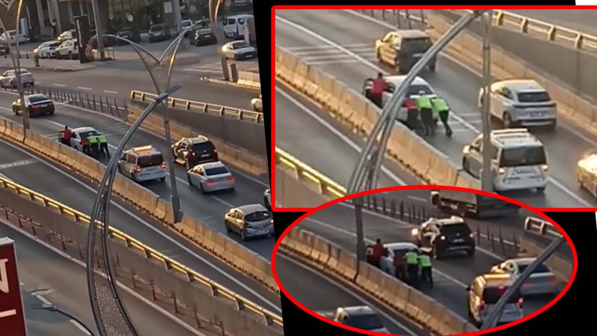 Arızalanan Aracı Polis ve Vatandaş Omuz Omuza İtti