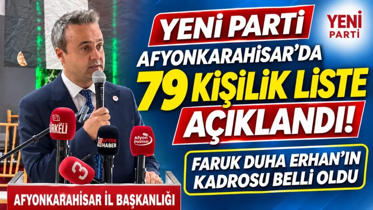 Yeni Parti Afyonkarahisar İl Başkanı Faruk Duha Erhan'ın Kadrosu Belli Oldu